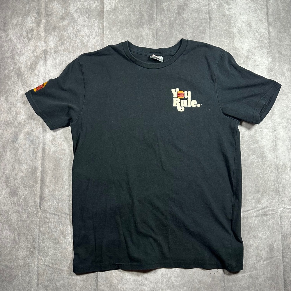 Burger King You Rule Crew T-Shirt Mens L Black Graphic Promo Tee BK Workwear